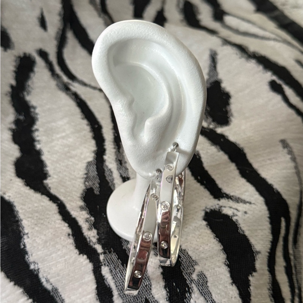 Elegant large Sterling Silver Hoop Earrings